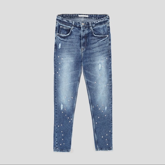 Zara Star Studded Mid Rise Jeans - Picture 7 of 8